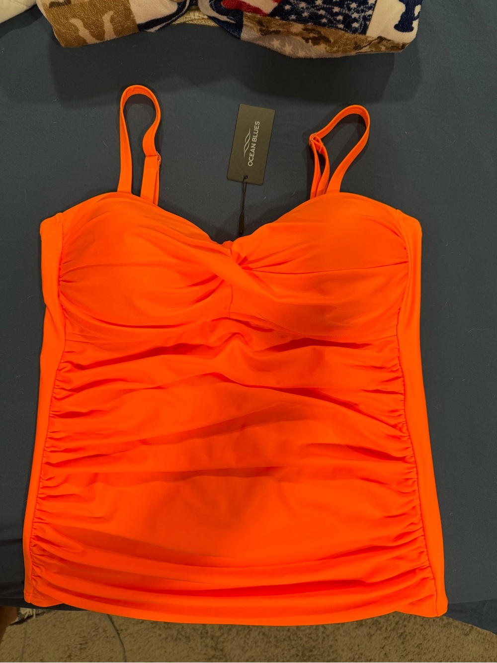 Orange Ruched Tankini Top - Women Swim